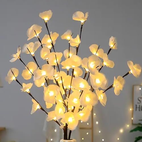 Branches de lumière décoratives, lumières de fleurs artificielles, guirlande lumineuse LED pour arbre, éclairage décoratif pour l'intérieur et l'extérieur, lumière d'arbre flexible pour vase à la