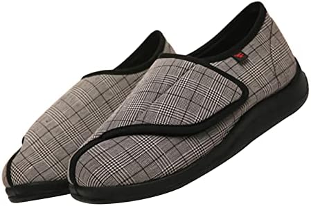 Mens Diabetic Edema Shoes，Diabetic Orthopedic Men’s Easy Close Wide-Fitting Touch Close Bar-Strap Shoe Slippers，，