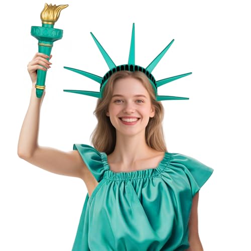 ZIZWO Statue of Liberty Crown and Torch Statue of Liberty Costume Accessories for Adult Independence Day Cosplay