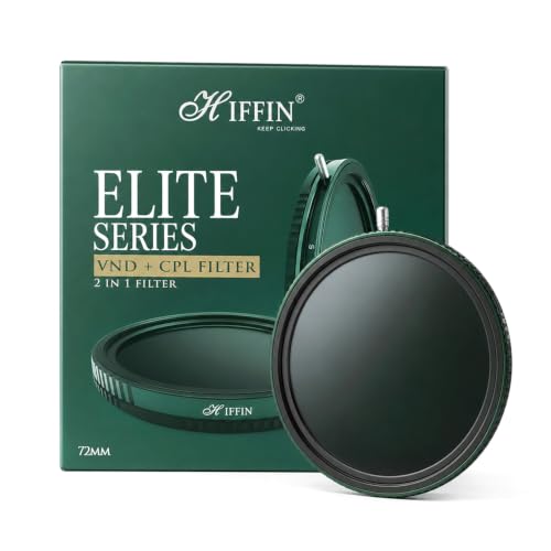Image of HIFFIN Elite 72mm Variable ND & CPL Filter (3-7 Stops) | 2-in-1 ND + Circular Polarizer Lens Filter | Multi-Coated Optical Glass | Slim Aluminum Frame | Protective Box & Lens Cap | DSLR & Cameras