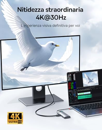 Hub USB C 7 in 1 Docking Station Adattatore con 4K HDMI, 100W PD, 2 USB 3.0 5Gbps, 1 USB C, Lettore Schede SD/TF per Computer Portatili per MacBook/Surface Pro/iPad/Steam Deck/Rog Ally/Samsung - Hub USB - Immagine 1