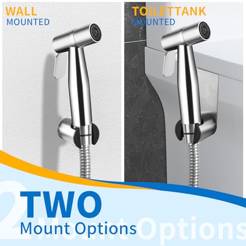 Neween Handheld Toilet Bidet Sprayer for Toilet-Adjustable Water Pressure Control with Bidet Hose for Feminine Wash, Stainless Steel Bidet Faucet Sprayer Kit Cloth Diaper for Baby Wash (Brushed)