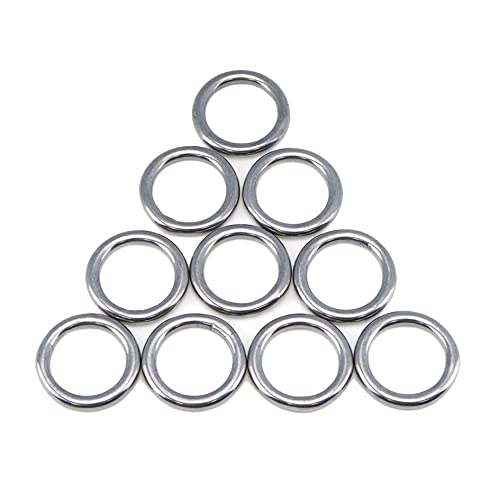 Sydien 10Pcs 304 Stainless Steel Polished Seamless Welded O Ring 3mm Thickness and 15mm/0.59inch Inner Diameter