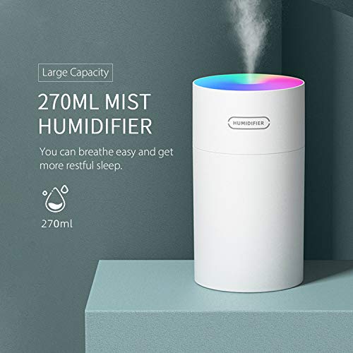 Sazoley 270Ml Car Mist Humidifier Diffuser Portable Colorful Night Light Quiet Auto-Shut Off Humidifier Essential Oil Diffuser Cool Desktop Usb Powered Humidifier For Home Office Bedroom #TOP7