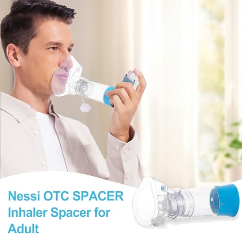 Image of Inhaler Spacer for Adults, Nessi OTC Spacer, Spacer for Inhaler with Silicone Mask, Anti-Static Chamber & Exhalation Valve, Easy to Use & Clean