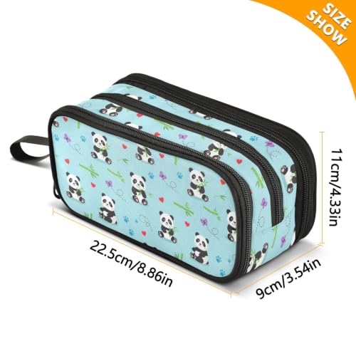 Image of Pencil Case Large Pen Bag with Zipper Cute Cartoon Panda