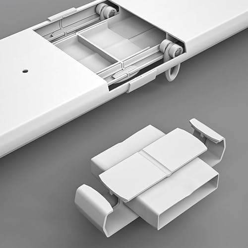 Double Curtain Track System - Ceiling-Mounted Rods for Room Dividers & Drapes, 1.5M/4.9FT - Perfect for Privacy in Open Spaces, White, Adjustable & Durable