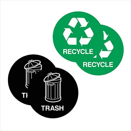 4x Recycling Stickers for Bins 125mm Circles Self Adhesive Waterproof