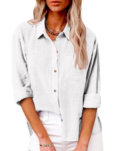 Women Button Down Shirts Long Sleeve Blouse for Women Office Work Blouses Fit Collared Blouses Trendy Outfits Four Seasons3