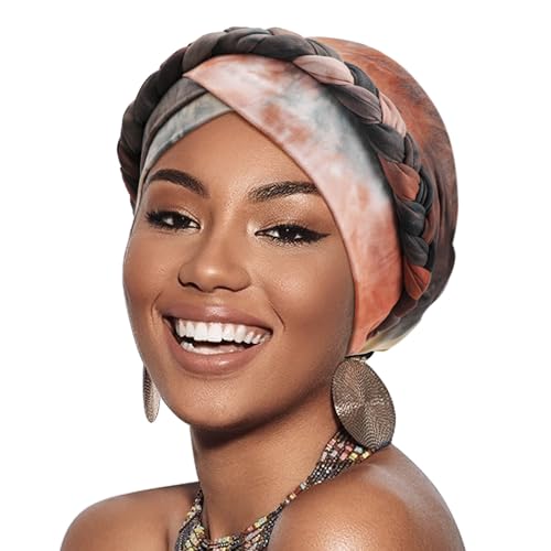 Image of DRESHOW Turban Pre-Tied Twisted Hat Thread African Head Wraps for Black Women Chemo Cancer Cap Braid Hair Cover