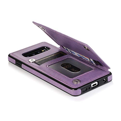Asuwish Compatible With Samsung Galaxy S10 Case And Tempered Glass Screen Protector Accessories Card Holder Slot Kickstand Wallet Flip Phone Covers For Glaxay S 10 Edge Gaxaly 10S Gs10 X10 Purple #TOP4