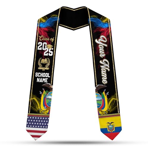 MonkeyVan Ecuadorians Graduation Sash Custom Ecuadorians American Flag Graduation Sash 2025 Ecuador Graduation Stole Ec6