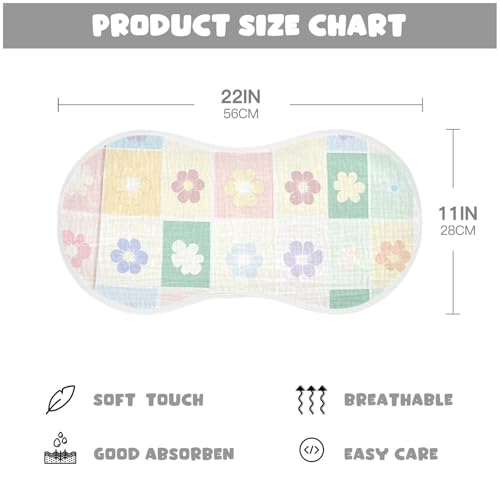 4 Pack Small Flowers Muslin Burp Cloths Cotton Absorbent Baby Burping Rags for Boys Girls Soft Newborn Burp Bibs, 22 x 11 Inch4