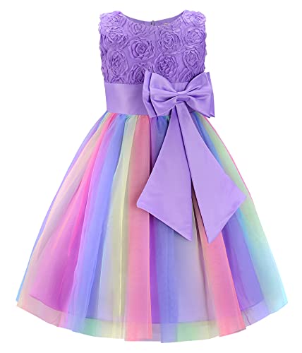 JerrisApparel Princesa Flor Vestido Niña Fiesta Boda Ceremonia Sin Mangas Vestido (3 años, Morado)