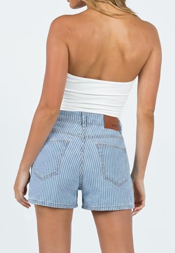 Image of onlypuff Women Denim Shorts Ripped Mid Waisted Jean Shorts with Pockets
