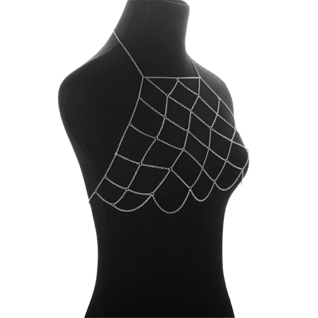 RWRAPS Collares Bikini Body Chain Bohemian Jewelry Sexy Breast Necklace Mujeres Accesorios (Color : Silver, Size : One Size) (Silver One Size)