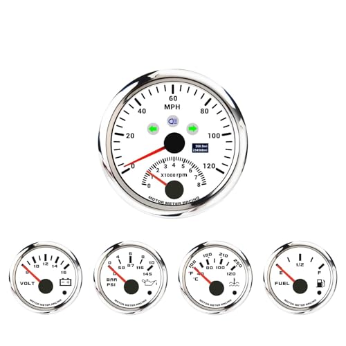 Image of MOTOR METER RACING 85mm 3-3 /8 inch W PRO Series 5 Gauge Set White Dial