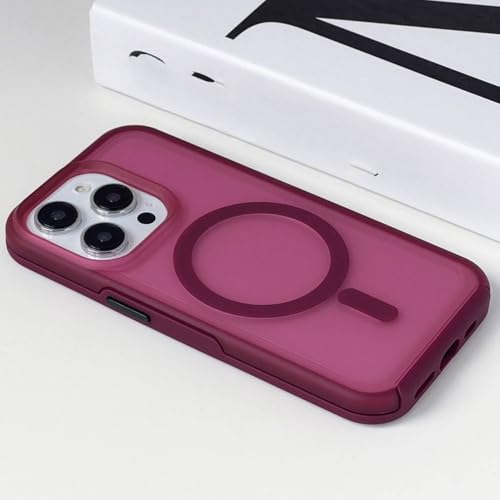 Protection magnétique givrée iPhone 13 Pro Max rouge vin premium