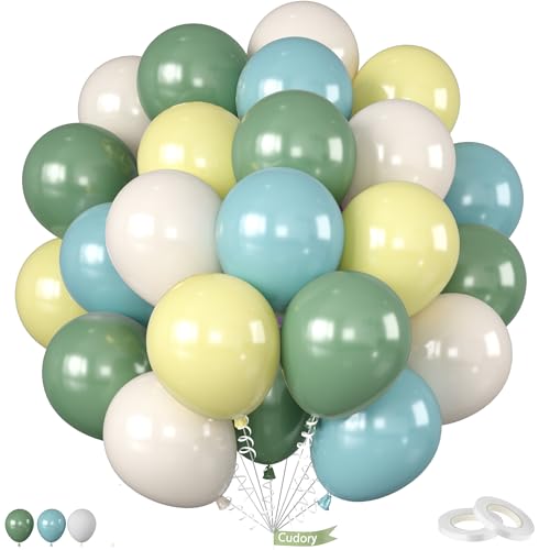 Sage Green Yellow Balloons, 50 Pcs for Baby Shower Jungle Birthday Party