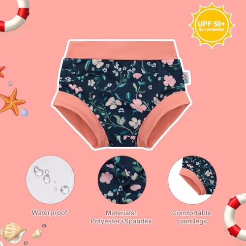 Image of ALVABABY 3 Pack Reusable Baby Girls Swim Diapers UPF 50+ Washable Toddler Beach Diapers