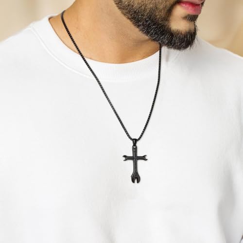 Collier croix homme cadeau idéal verset de la Bible HZMAN - 2