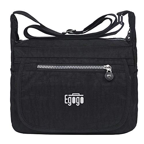 EGOGO Nylon resistente al agua bolso bandolera Casual la Cruz el cuerpo E303-6 (Negro) Cover