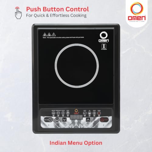 Image of Omen Changing Lives OM 28, 2000W Induction Cooktop for Kitchen | Push-Button Operation | Digital Display | Fast Heating Technology | 7 Preset Functions | BIS Certified | 1-Year Warranty