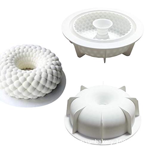 FINEDECOR Round Grid Geometric Shape Silicone Mousse Cake Mould Non-stick Easy Release Tray FD 3175