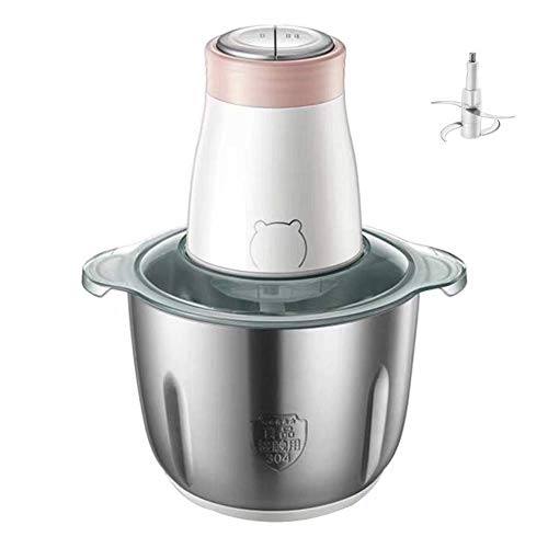 Elektrischer Lebensmittelhacker, Küchenmaschine, 2-l-Glasschale für Fleisch, Gemüse, Obst und Nüsse, 4 scharfe Klingen, 2 Geschwindigkeiten, 300