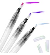 Water Coloring Brush Pens, Ohuhu Set of 3 Aqua Painting Brushes for Water Soluble Colored Pencil,...