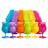 Fun Express Tropical Colored Plastic Hurricane Glasses Bulk 60 Ct