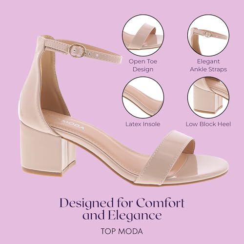 Image of TOP Moda Darcie-1 Ankle Strap Dressy High Heel Sandal, Non-slip Sole, For Wedding, Party, Prom, Evening Wear, or Any Occasion, Sleek Style Block Heel Sandals