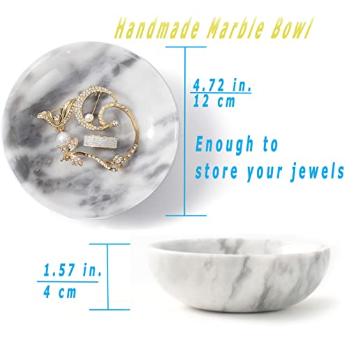 Birthday Gifts For Mom 4.72 Inch Small Decorative Bowl Ring Dish Marble Tray, Jewelry Dish Ring Trinket Holder Key Catchall Bowls, Mothers Day Gifts Marble Vanity Tray For Display Home Decor #TOP1
