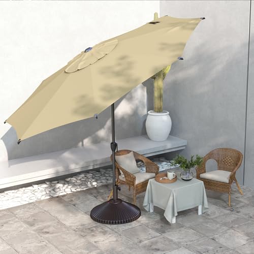 Abba Patio 9FT Lyon Outdoor Patio Umbrella Outdoor Table Umbrella with Push Button Tilt and Crank Market Umbrella 8 Sturdy Ribs UV Protection Waterproof for Garden Deck Backyard Pool Tan - Thumbnail 7