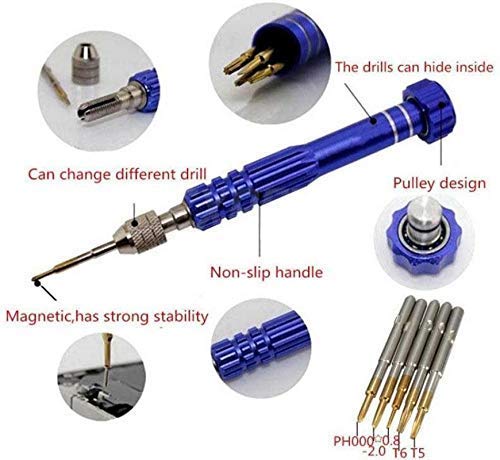 Image of Generic Open Small Devises With 5 in 1 Tool Screwdriver Set For Mobiles Repairing, Tablets, Laptops, Smartphones, Watches, Toys, Glasses & Other All Small Electronic Devices (Color May Vary)