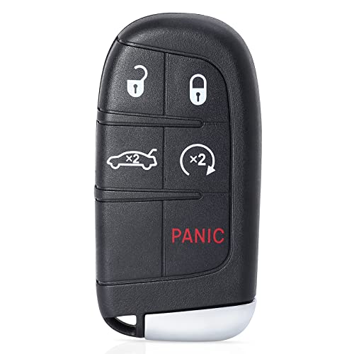 Keymall Smart Car Key Fob Keyless Entry Remote Replacement 5 Buttons for Chrysler 200 300 for Dodge Charger Challenger 2019 2020 2021 4A Chip (M3M-40821302 68155687 AB)