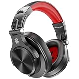 OneOdio A71 Auriculares DJ, Auriculares Micrófono con Cancelación de Ruido, Auriculares con Cable para PC, Auriculares HiFi de Estudio para Monitor de Grabación AMP, Guitarra, Piano, E-Drum, Rojo
