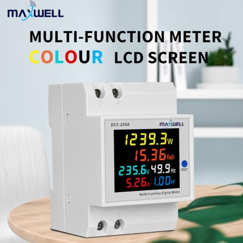 Image of MAXWELL Multifunctional Digital Meter | DIN-Rail | AC 40-300V | Current, Power, Frequency & Energy Monitor with LCD Display | 6 in 1 Digital Energy Meter