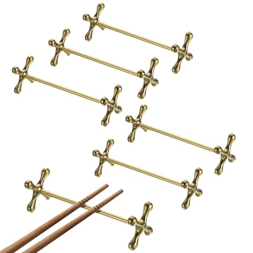 uxcell 6pcs Zinc Alloy Chopstick Rest, Non Slip Chopstick Stand Holder Knife Rest for Countertop Holding Chopstick Spoon Forks Knife Tabletop Decoration, Gold