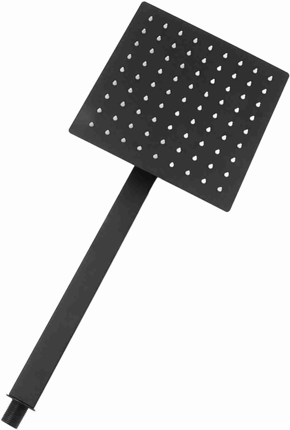 Square Rain Shower Kit, Black Matte Brass Stainless Steel Shower Head with Single Handle for Bathroom Home