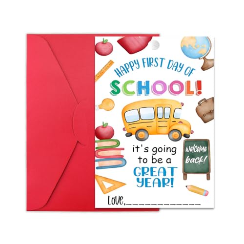 Yreamont - First Day of School Gift Card for Students Daughter Son Niece Nephew Back to School Gifts for Kids Sister Brother Granddaughter Grandson 1st Frist Day of School Greeting Card with Envelope