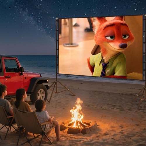 STWUI Projector Screen with Stand - 150 Inch Portable Projector Screens Outdoor Indoor Projector Screen 16:9 4K HD Outdoor Movie Screen with Carry Bag,Enjoy Home Theater Projection Screen — view 7