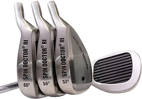 Spin Doctor RI Golf Wedge with The Replaceable Insert System | Steel Wedge | New 52° Pitching Wedge, 56° Sand Wedge, 60° Lob Wedge – Reverse Groove and Titanium Inserts – Left Hand (Set of 3)