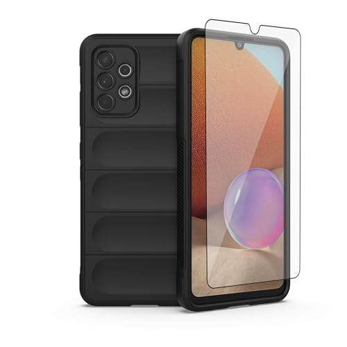Protection Samsung Galaxy A32 4G coque TPU noir avec film verre trempé écran 6.4