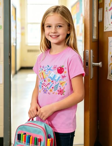 Image of Girls' School Days Short Sleeve Shirts Graphic T-Shirts Size 5-8