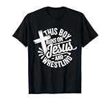 This Boy Runs on Jesus and Wrestling Christian Faith apparel T-Shirt