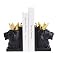 Kakizzy Lion Bookends Pair - Resin Decorative Book Stoppers For Heavy Books, Black & Gold, 9.6x4.3x6.9in
