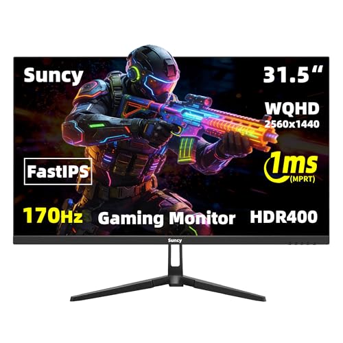 Image of Suncy 32 inch 2K 170Hz Gaming Monitor, Fast IPS 1ms QHD (2560 x 1440) Monitor FreeSync，98% sRGB，VESA Compatible, DisplayPort HDMI, Black