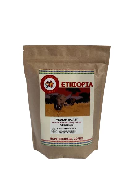 Maharajah Coffee Single-Origin Gourmet Coffee, Whole Arabica Beans from Ethiopia, 1lb. Bag, Medium Roast