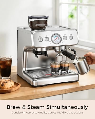 Image of Kndko Dual Boiler Espresso Machine-Simultaneous Coffee & Steam, 20 Bar Espresso Coffee Machines with Grinder, Professional Expresso Coffee Maker for Home, Coffee Shop, Small Cafe